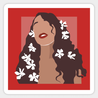 Woman White Flowers Hair Sticker